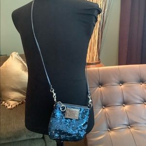 Blue sequin coach bag